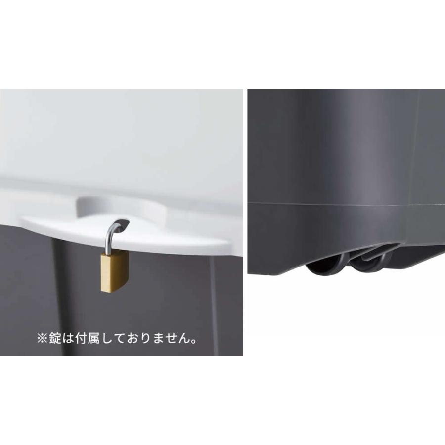 ストッカー 天馬 大きく開くコンテナー 140L ＆ 灯油缶20Lワイド青×3個 セット ｜ 収納庫 屋外 ゴミ箱 ダストボックス 宅配ボックスの画像