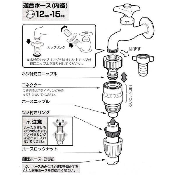 タカギ 蛇口 ネジ付 ニップルセット G154 ( ネジ付き蛇口 ホース接続用 ジョイント コネクター )｜yh-beans｜03