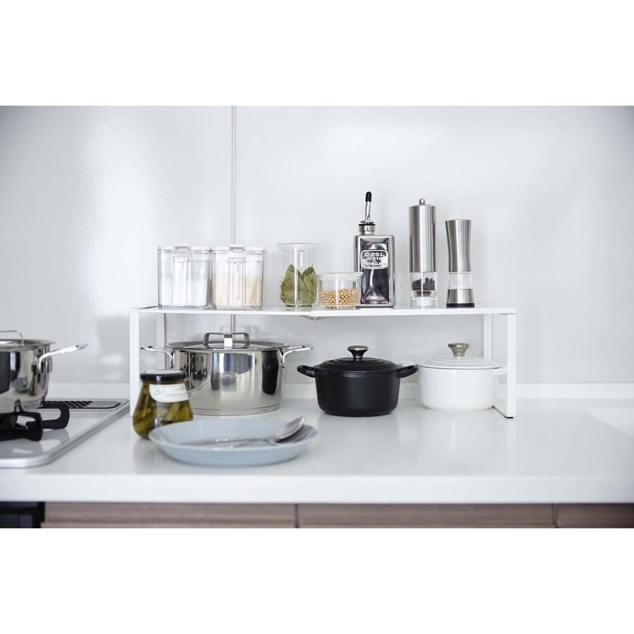 山崎実業 プレート 伸縮収納棚 ホワイト 3829 ｜ 収納ラック キッチン