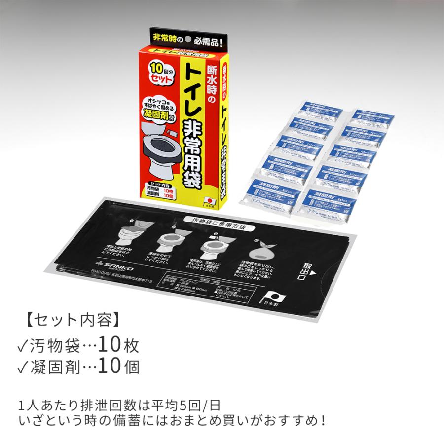 凝固剤を使わない！消臭緊急トイレ袋10セット×32個　備えて安心　いつも清潔 サンコー 防災 用品 トイレ非常用袋 10回分 R-40 ｜ 日本製 災害 簡易