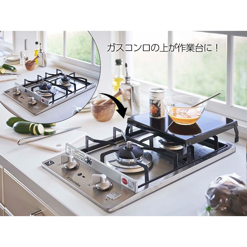 山崎実業 tower タワー 折り畳み ガスコンロカバー ブラック 5110 | コンロ上 1口 作業台 スペース 有効活用 収納 調理 キッチン|yh-beans|03