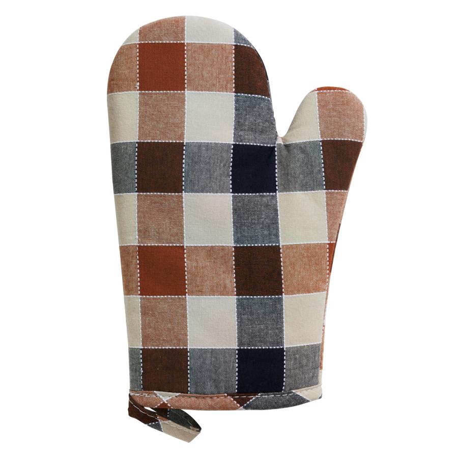 Hbキッチンミトン ブロックチェック ブラウン Mtn 94 鍋つかみ ミトン 手袋 なべつかみ グローブ 綿素材 正規 キッチンミトン ナベつかみ