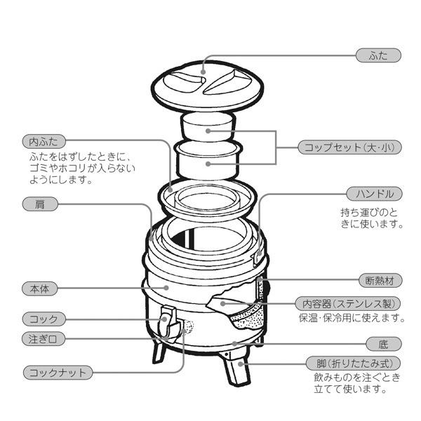ピーコック ステンレスキーパー 6.1L グレー INS-60K ｜ 保温 保冷 抗菌 スポーツ飲料OK ウォータージャグ 大容量 日本製 部活