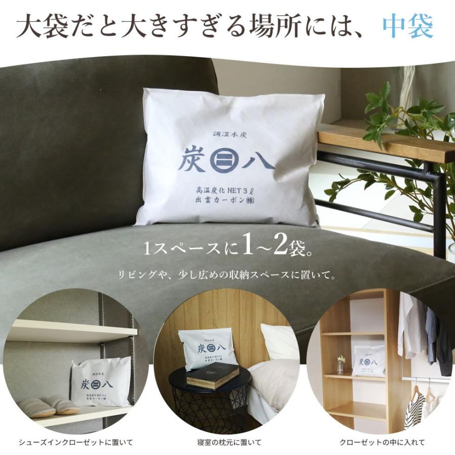 炭八 12L 大袋10個＋外包装を外した12Lを2個と細い1本 出雲カーボン 炭八 大中小セット ( 室内用 大袋 12L 4袋 + 室内用 中袋