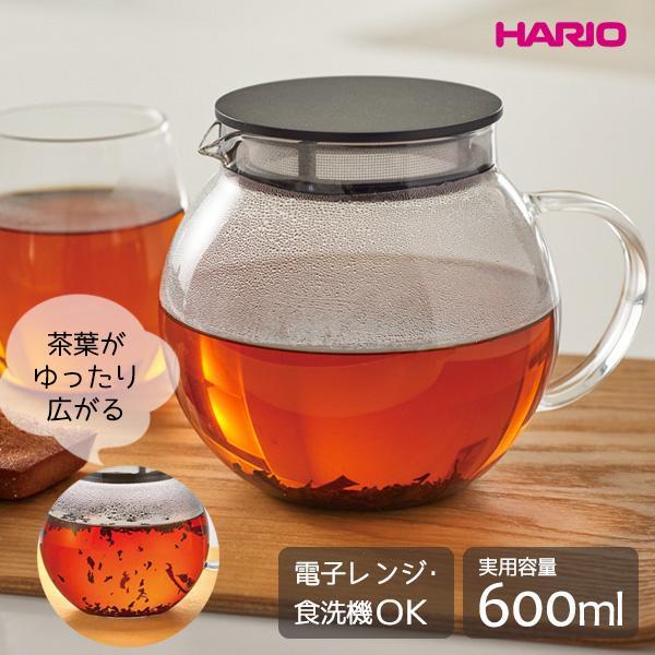 HARIO ハリオ ジャンピングリーフポット 600ml JPL-60-B ｜ ティーポット 丸型 ジャンピング ポット 電子レンジ 食洗機対応 の商品画像