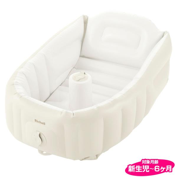 リッチェル ふかふかベビーバス プラス 抗菌 グレージュ | 沐浴 バスタブ 赤ちゃん お風呂 新生児 ベビー ベビー用品 空気を入れる エアー|yh-beans|08