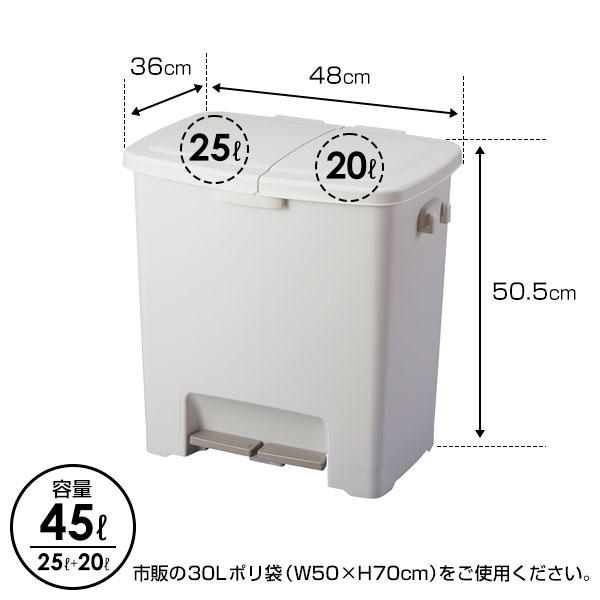 アスベル（ASVEL） ごみ箱 分別ペダルツイン 45L ホワイト