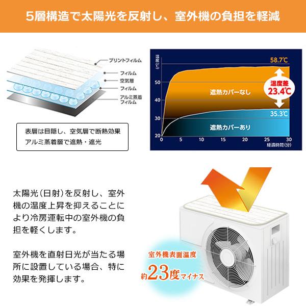 アール マグネット式 エアコン室外機用遮熱カバー ホワイトウッド HN
