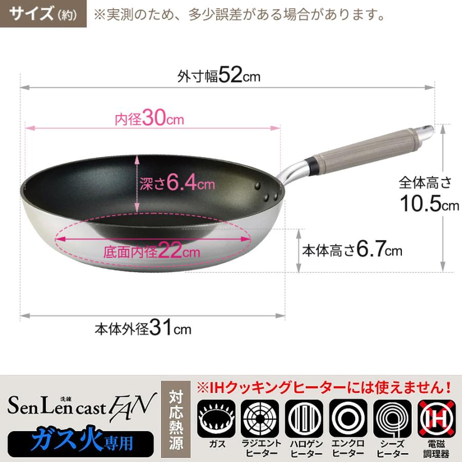北陸アルミニウム ガス火専用 日本製 センレンキャストFAN フライパン