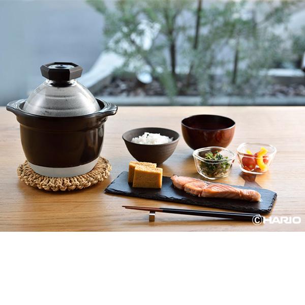 HARIO（ハリオ） フタがガラスのご飯釜 （1〜2合用） GNR-150-B-W