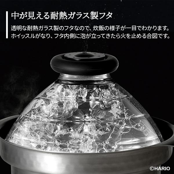 HARIO（ハリオ） フタがガラスの IH対応 ご飯釜 雪平 （1〜3合用） GIS