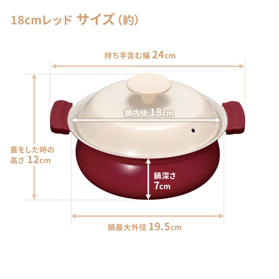 和平フレイズ 鍋 軽いセラミック IH対応卓上鍋 18cm レッド RB-3213