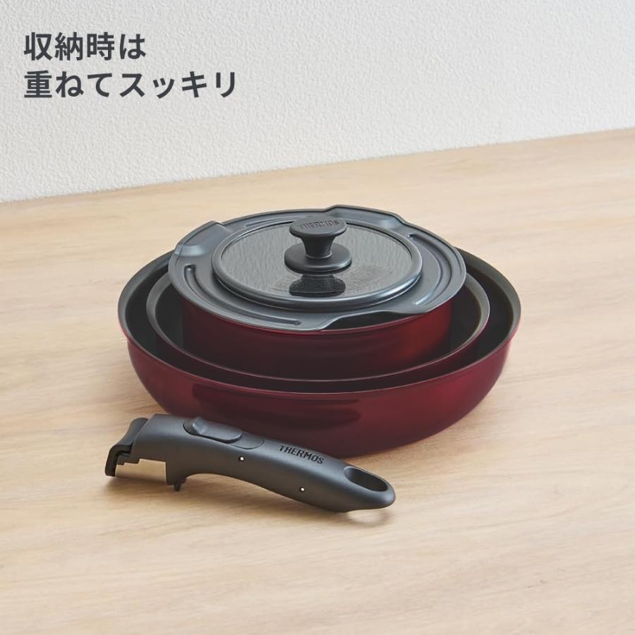 【新品】5点セット サーモス　KSE-5A DPBL THERMOS（サーモス） 取っ手のとれるフライパン5点セットEA ガス火専用