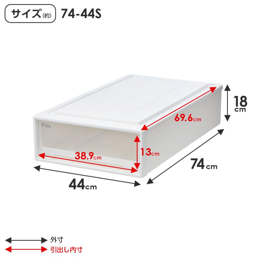 収納ケース Fits フィッツケース 74-44S 幅44×奥行74×高さ18cm ホワイトクリア 3個セット ｜ プラスチック スリムL_10