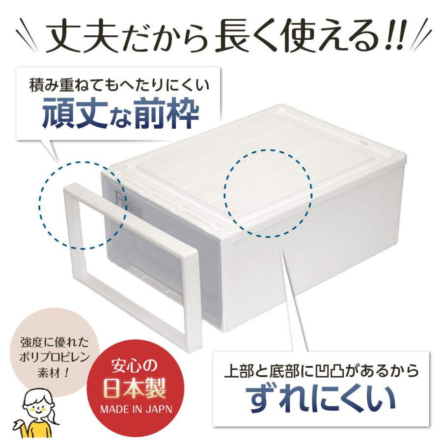 収納ケース Fits フィッツケース 74-44S 幅44×奥行74×高さ18cm ホワイトクリア 3個セット ｜ プラスチック スリムL_8