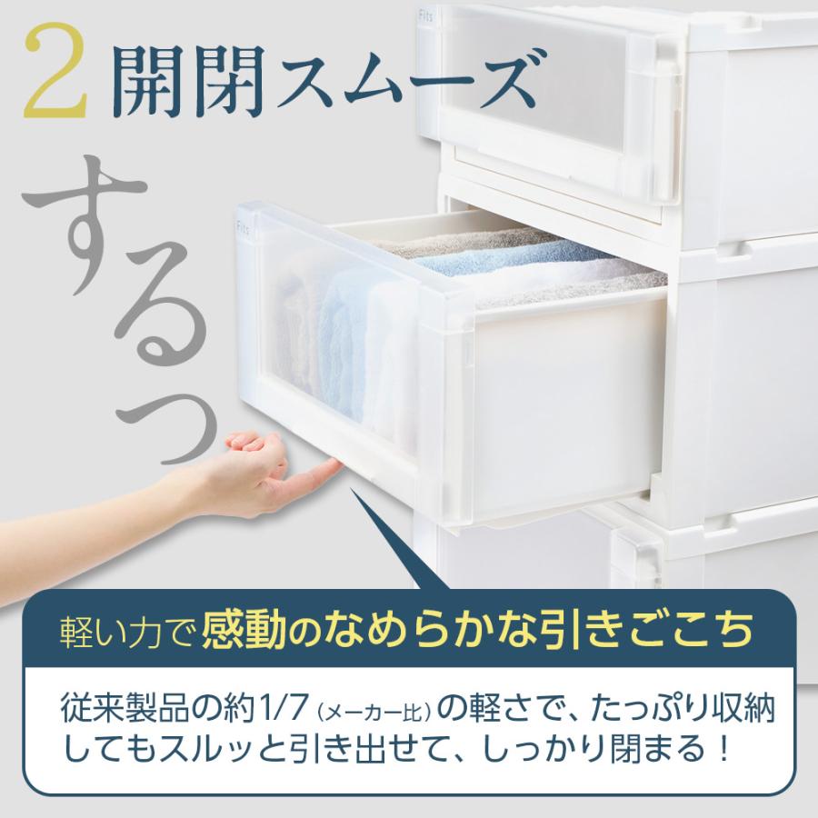 収納ケース Fits フィッツケース アドバンス 55-45L 幅45×奥行55×高さ30cm ホワイトクリア 2個セット ｜ クローゼット用 白の画像