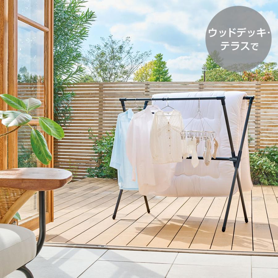 天馬 屋外物干し PORISH 伸縮式 布団2枚干し X型 マットブラック PSBK