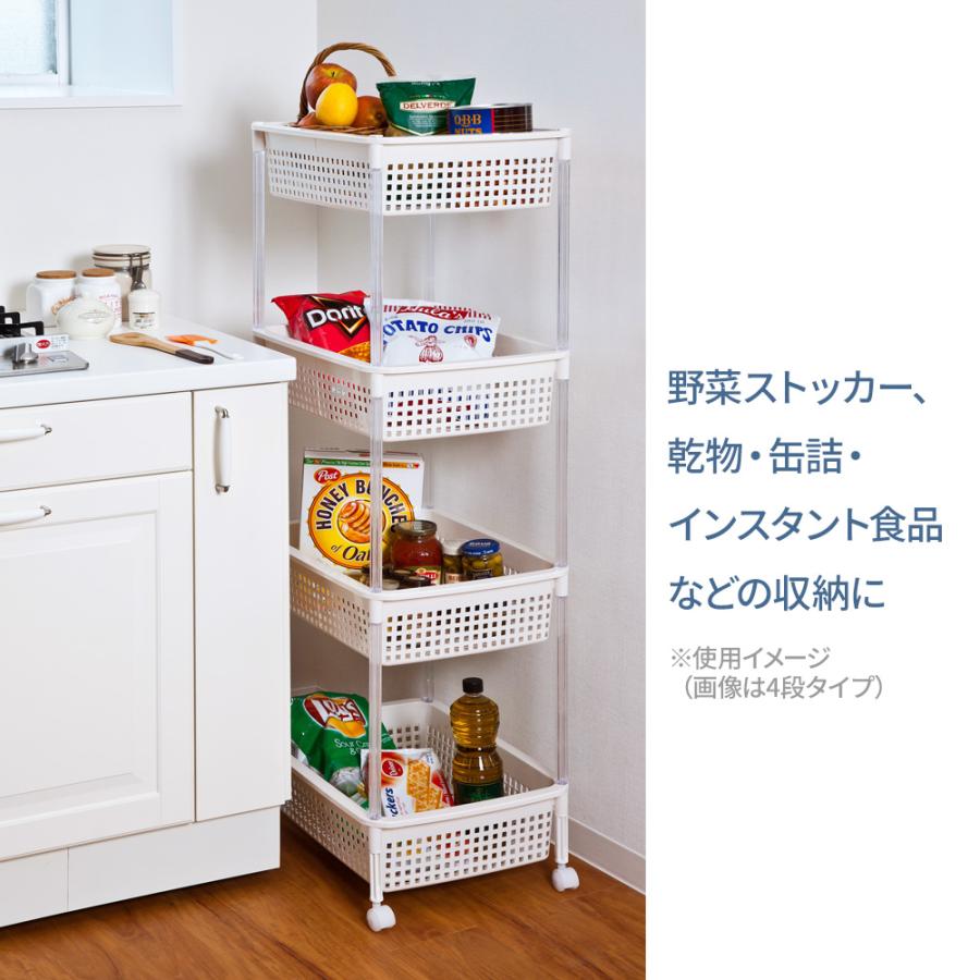 【新品・送料無料】キッチンワゴン バスケット3段 アイボリー 平和工業 バスケットワゴン 3段 アイボリー ｜ キッチンワゴン