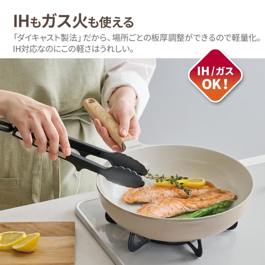 きなこセリテラボディ白セリテラLL24320円 THERMOS サーモス IH対応 セラプロテクト フライパン 26cm グレージュ