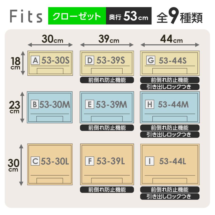 収納ケース Fits フィッツケースクローゼット 幅30×奥行53×高さ23cm ホワイトクリア 4個セット 53-30M ｜ プラスチック 引き出しの画像