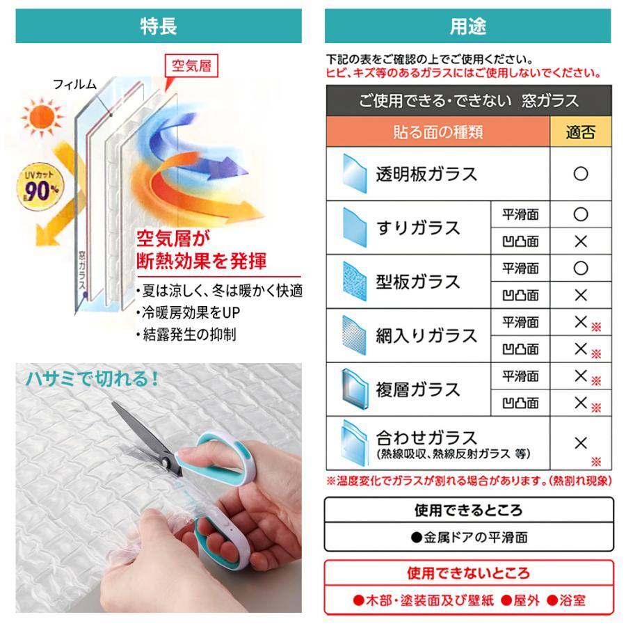 窓 断熱シート マドピタシート 角タイプ 大粒厚 90×180cm クリア H