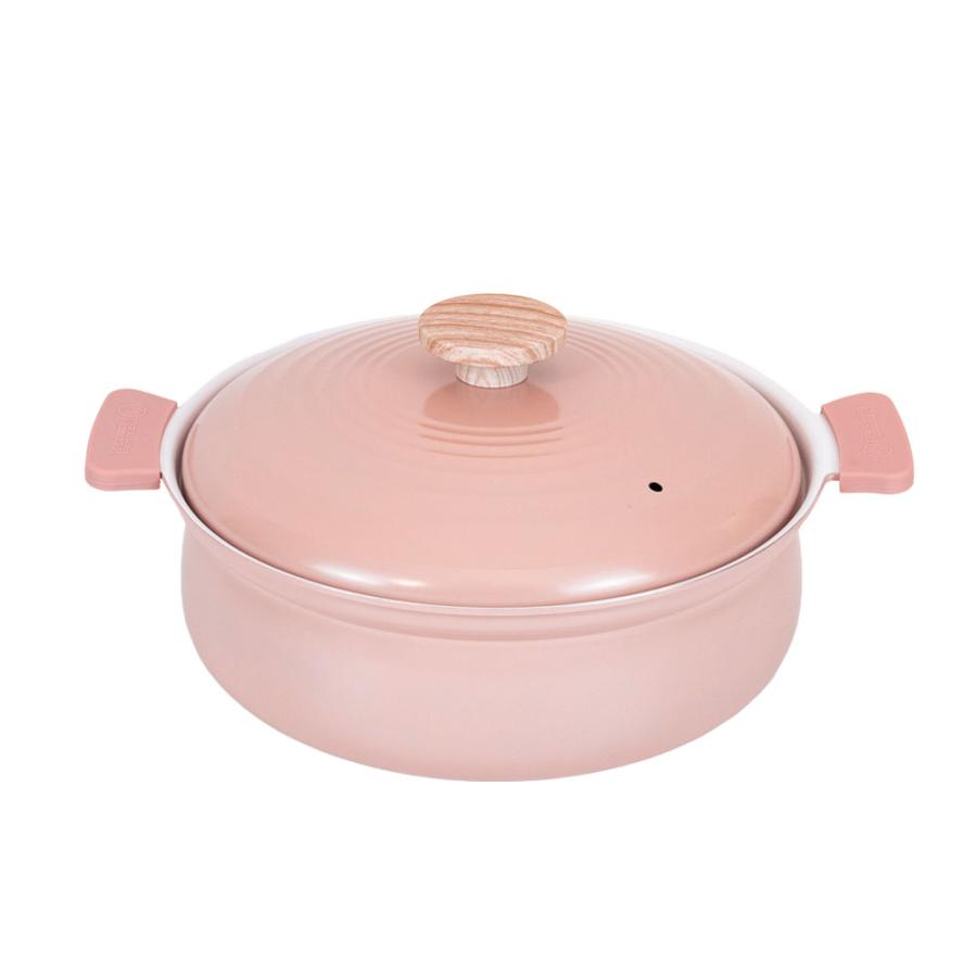 和平フレイズ 鍋 軽いセラミック IH対応卓上鍋 24cm ピンク RB-3654