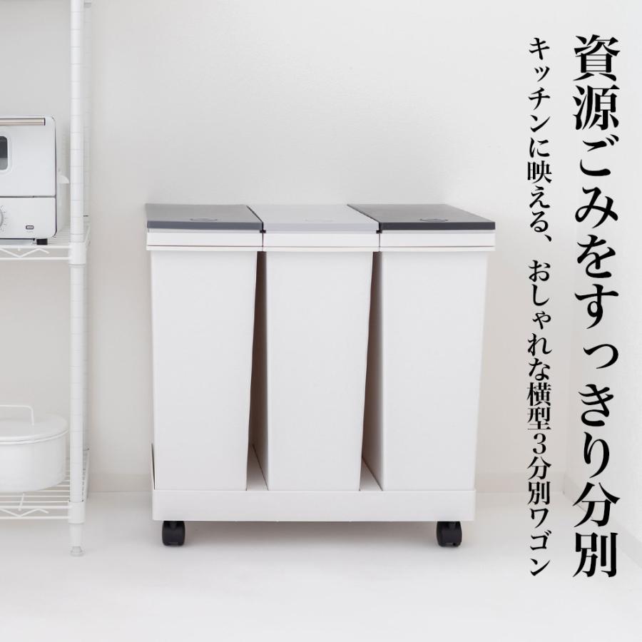 アスベル（ASVEL） ゴミ箱 3分別ワゴン 横型 ゴミ箱 20L×3 グレー