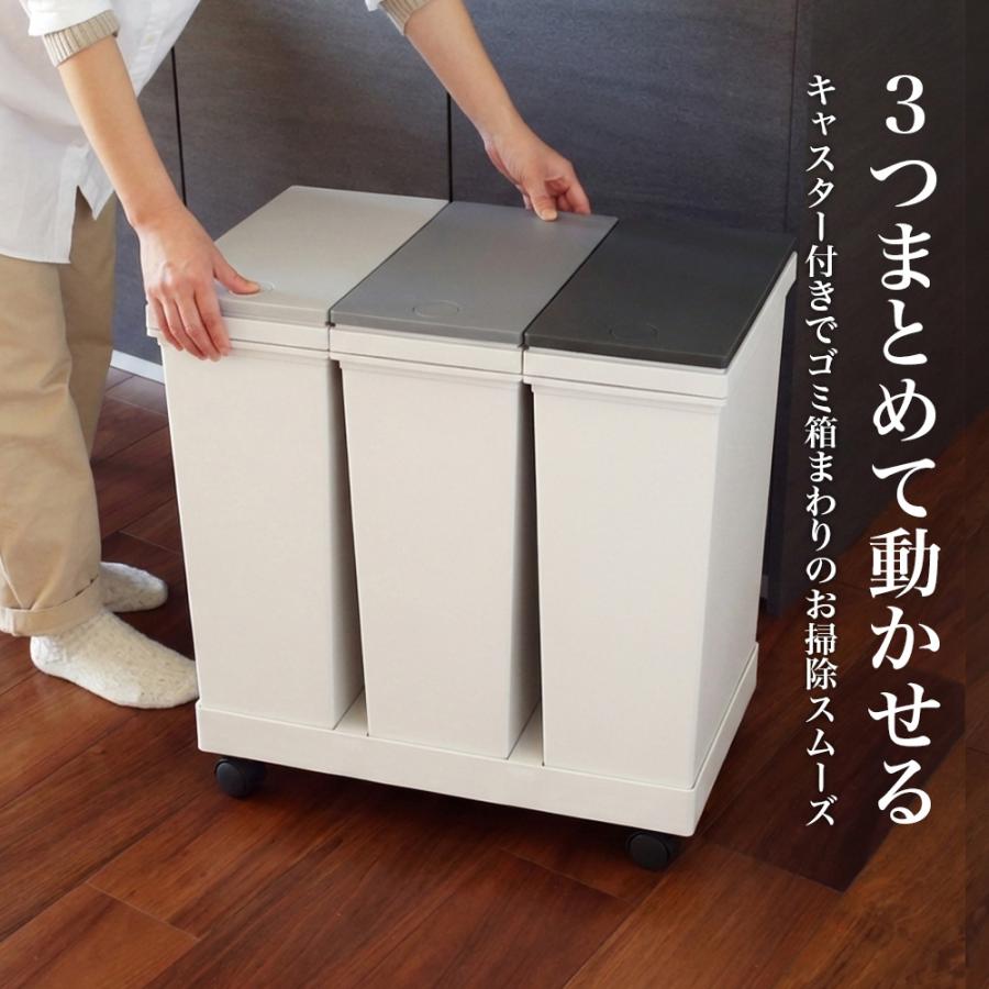 アスベル（ASVEL） ゴミ箱 3分別ワゴン 横型 ゴミ箱 20L×3 グレー