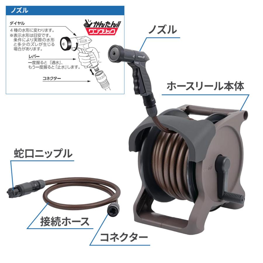 タカギ（takagi） ホースリール オーロラBASE PLUS 30m ブラウン＋地下