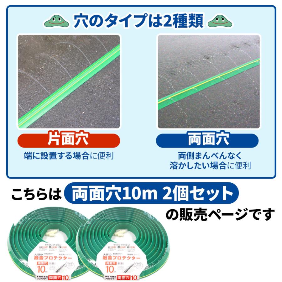 融雪ホース 大研の融雪プロテクター 10m 両面穴 グリーン 2個