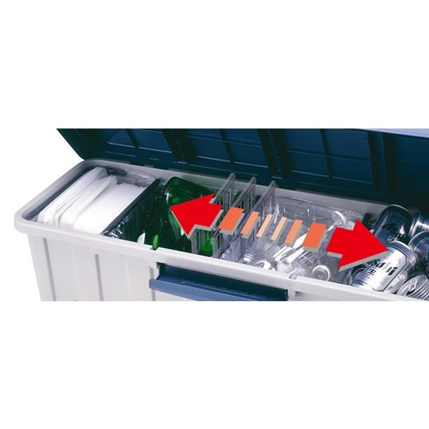 ごみ箱 大容量 資源ゴミ用 4分別 ダストボックス 90L ブルー | ごみ箱 フタ付き ダストボックス 外 仕切り 外用 外置き 屋外 大型|yh-beans|02
