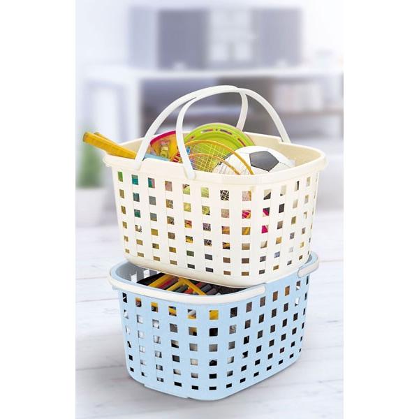カゴ スタッキングバスケット ブルー F24211 ｜ 洗濯かご 脱衣カゴ