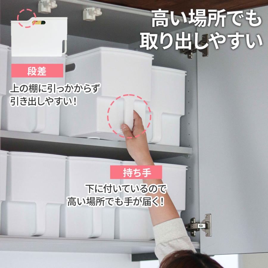 キッチン収納 吊り戸棚ボックス スリム 4個セット ホワイト / クリア ｜ パントリー 吊戸棚 収納 ストッカー ボックス 収納ケース 食器棚 | 不動技研 | 02