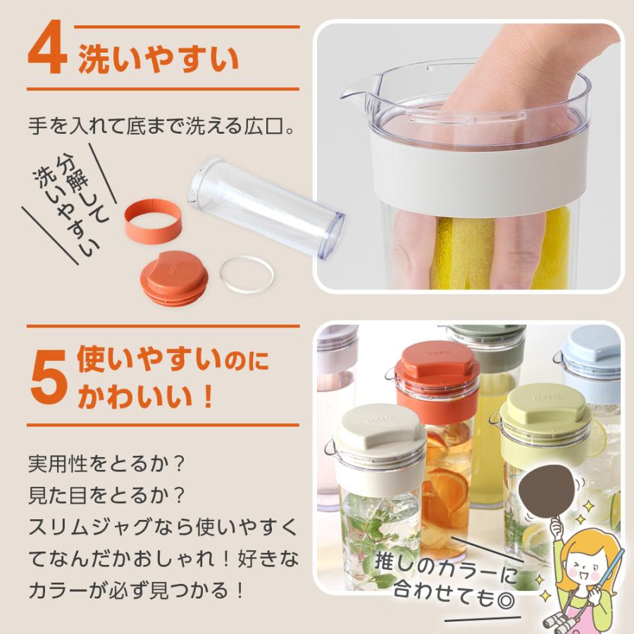 麦茶ポット タケヤ スリムジャグ 1.1L ミルクホワイト/グリーン