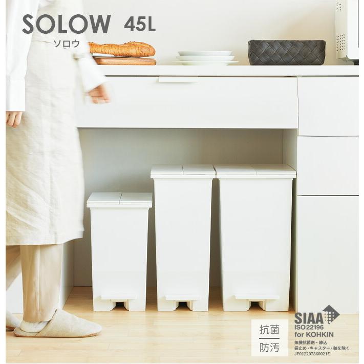 ゴミ箱 SOLOW ソロウ ペダルオープンツイン 45L ホワイト / ブラック