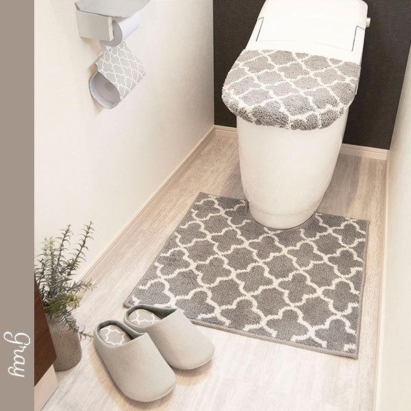 最大 Offクーポン トイレマット カバー モロッカン トイレタリー 4点セット レギュラートイレマット 兼用フタカバー ペーパーホルダーカバー スリッパ 選べるカラー