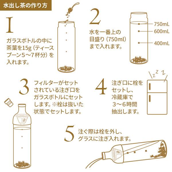 HARIO ハリオ フィルターイン ボトル 750ml カラーが選べる2本セット ｜ 水出し お茶ポット こし網つき 耐熱 ガラス ピッチャー｜yh-beans｜07