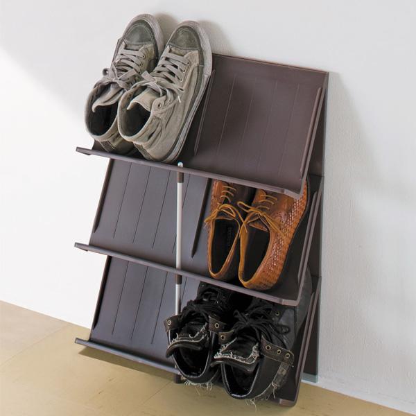 吉川国工業所 Like-it シューズラック 3段 ブラウン / ホワイト
