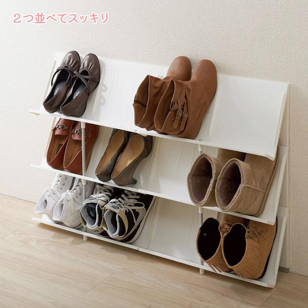 吉川国工業所 Like-it シューズラック 3段 ブラウン / ホワイト