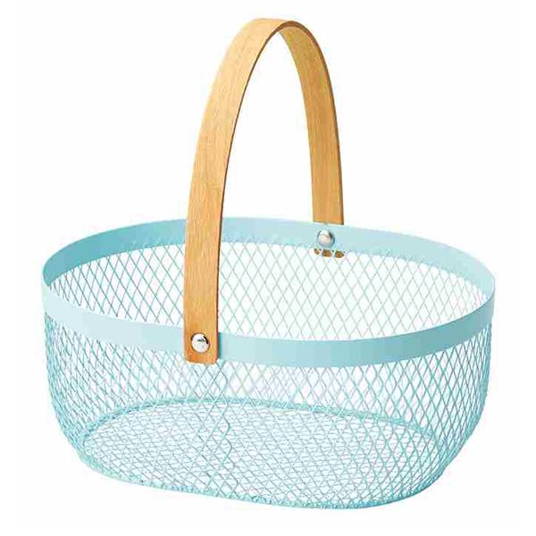 ちどり産業 ワイヤーバスケット手付き カラー: ホワイト / ブルー