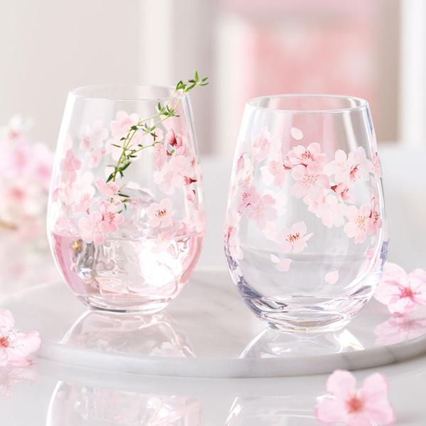 東洋佐々木ガラス ペアグラス 花文 hanafumi ペアタンブラー さくら柄