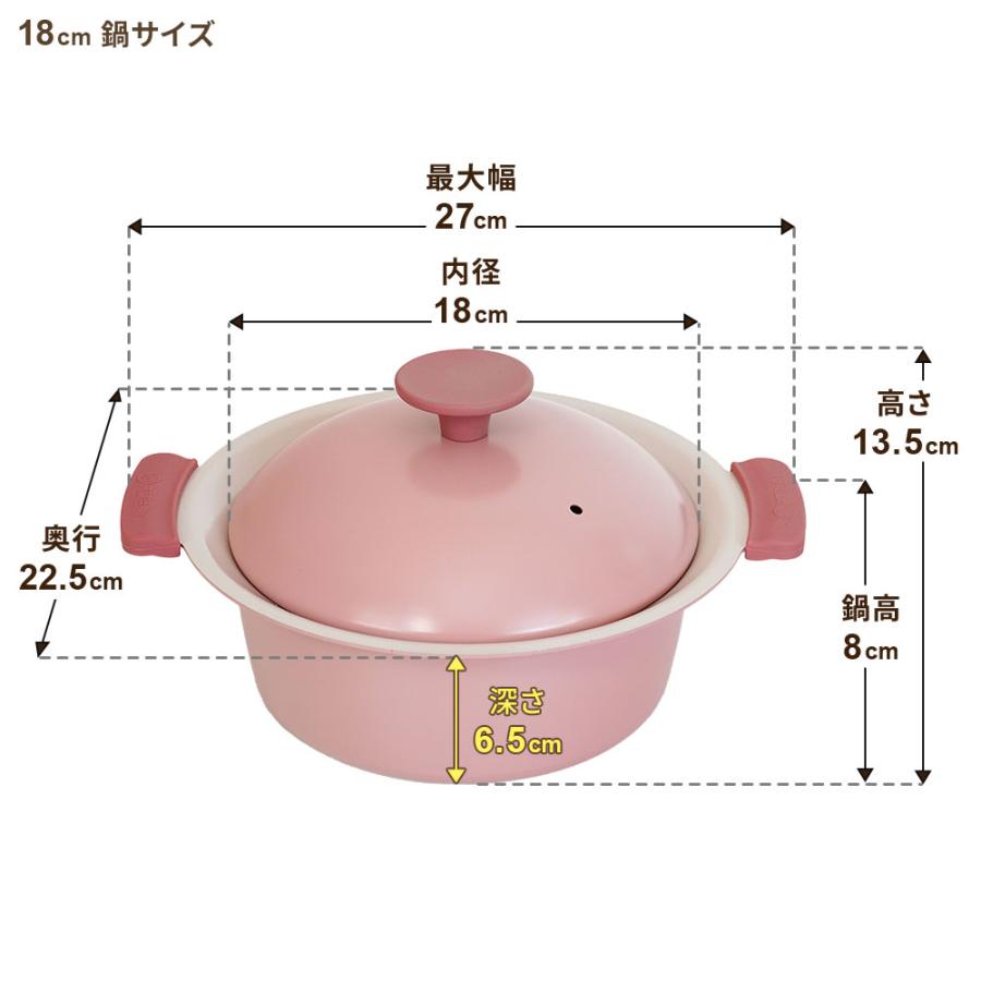 和平フレイズ 鍋 プチなべ IH対応 軽くて扱いやすい卓上鍋 18cm ピンク