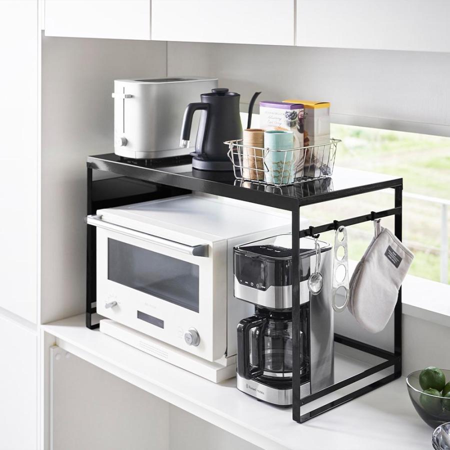 【新品】スチールパネル付きレンジラック W75 tower　ブラック　1484 山崎実業 スチールパネル付きレンジラック タワー W75 tower ホワイト