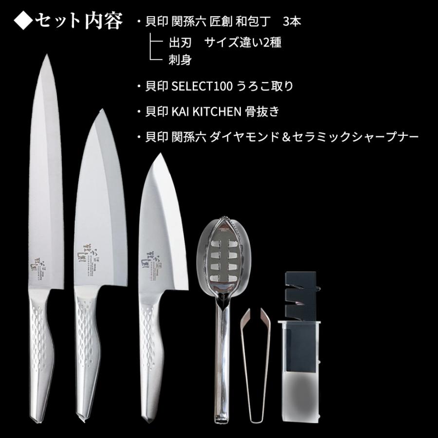貝印 大きめ包丁セット 関孫六 匠創 魚さばき6点セット大 （オール