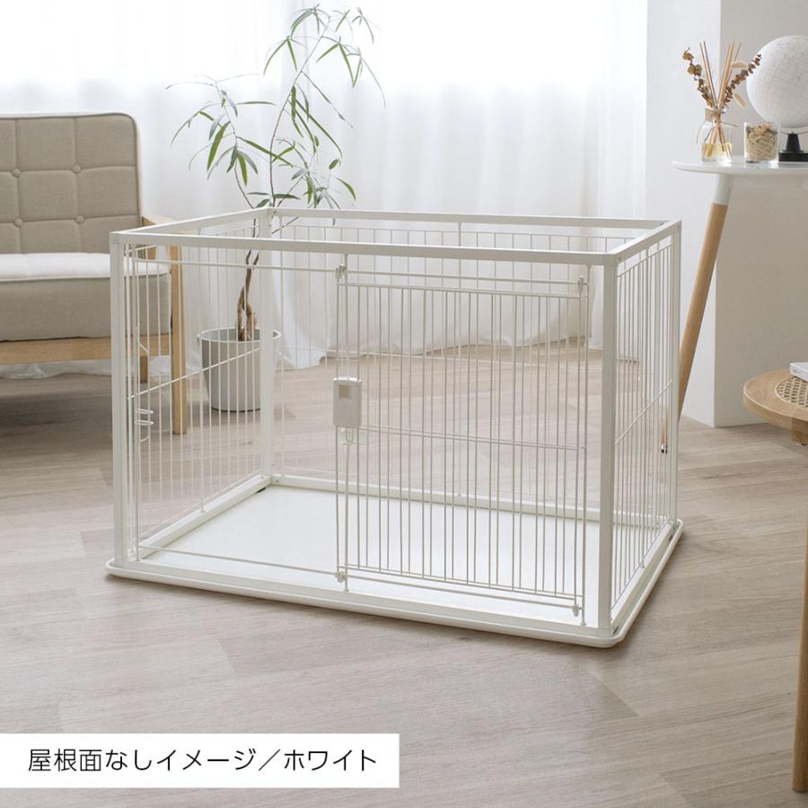 リッチェル インテリアペットサークル 90-60 屋根面セット ホワイト/ブラック ｜ ペット 犬 サークル トレー付 幅90cm 超小型犬の画像
