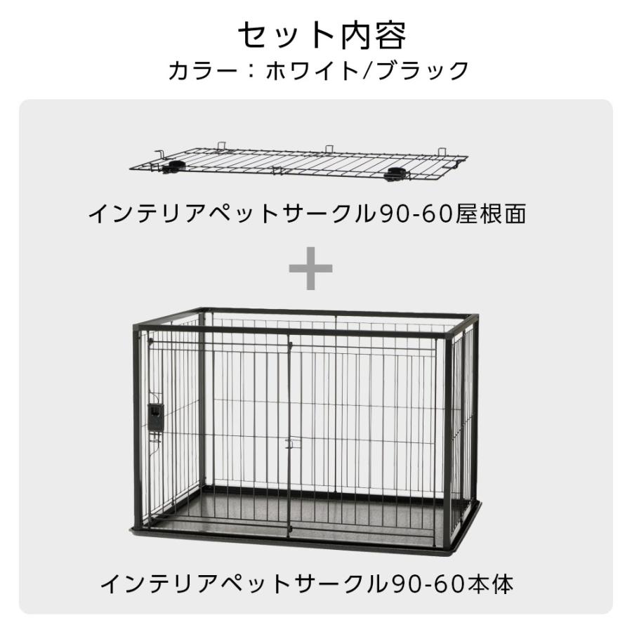 新品リッチェル　インテリアサークル　ケージ 90x60x65 cm ブラック犬用 リッチェル インテリアペットサークル 90-60 屋根面セット