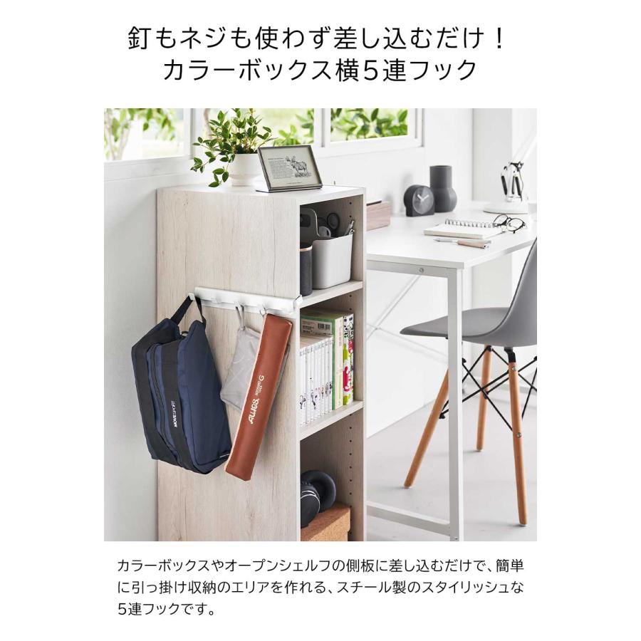 山崎実業 smart スマート カラーボックスに差し込める フック5連