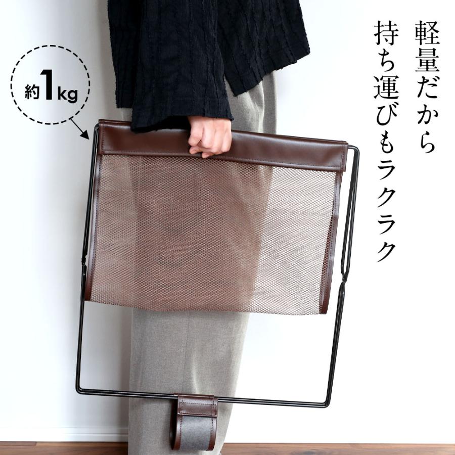 サワフジ 荷物置き レザー調ハンモック型メッシュバスケット ｜ 手荷物