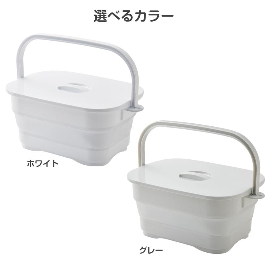 伊勢藤 折りたためるつけ置き洗いバケツNEO 16L 白/グレー ｜ 靴洗い