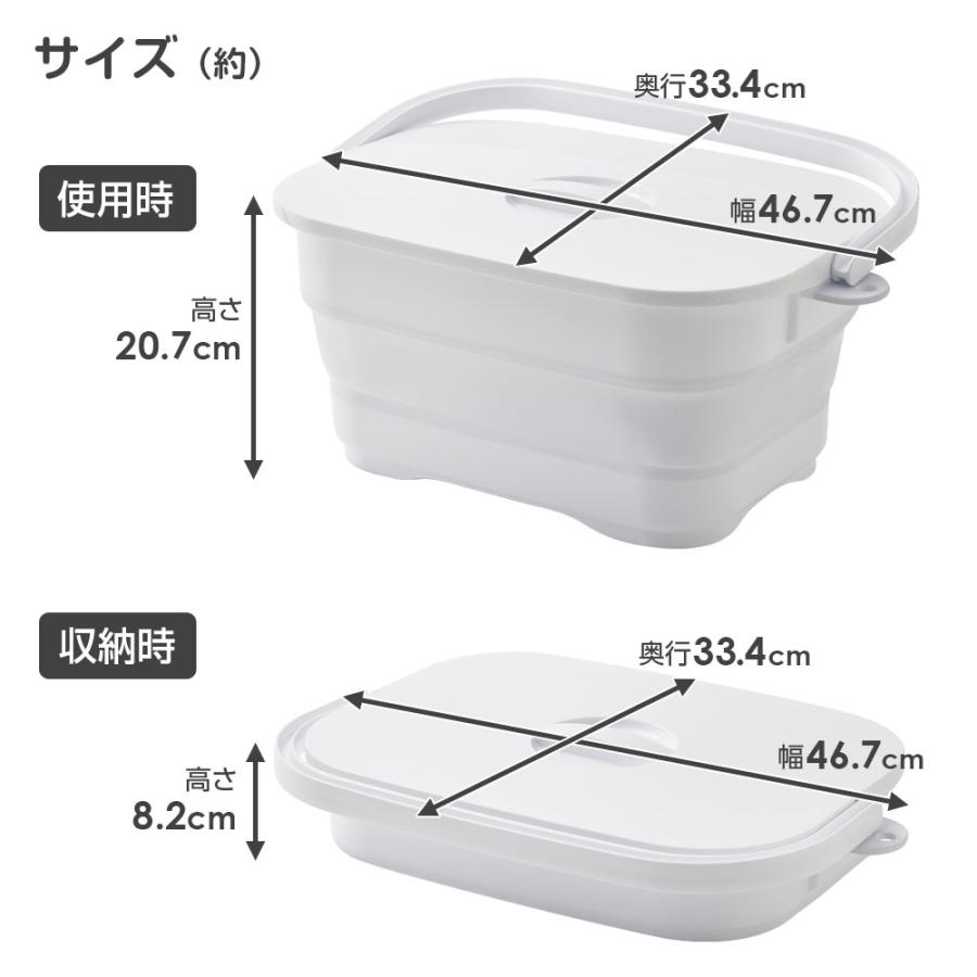 けすた商品 伊勢藤 折りたためるつけ置き洗いバケツNEO 16L 白/グレー ｜ 靴洗い